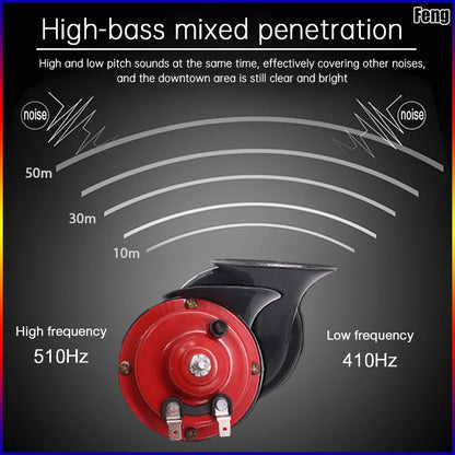 12V Dual-Tone Snail Air Horn – Loud Electric Horn for Car, Bike, Threewheel, Boat & Motorcycle