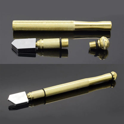 Diamond Glass Cutter 175mm Oil-Fed Steel Blade Tool with Anti-Skid Metal Handle for Manual Cutting