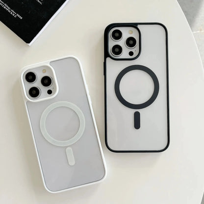 Hard Crystal Magnectic Case For iPhone 13 12 11 14 15 16 Pro Max XSMAX XR SE 7 8 For Magsafe Wireless Charging back Cover