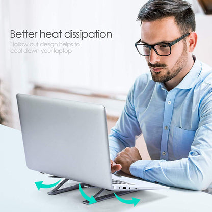 CLAW Portable Laptop Stand with Carry Pouch, 6 Adjustable Height Angles, Aluminium Alloy, Ergonomic & Sturdy Design, Foldable Holder, Compatible with All Laptops and Tablets
