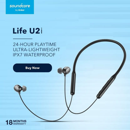 Anker Soundcore Life U2i Neckband Bluetooth Headphones | 24H Playtime & Deep Bass