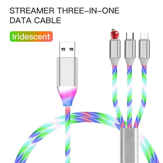 3 in 1 LED Glowing Fast Charging Cable 3A USB to Micro, Type-C & iPhone Charger