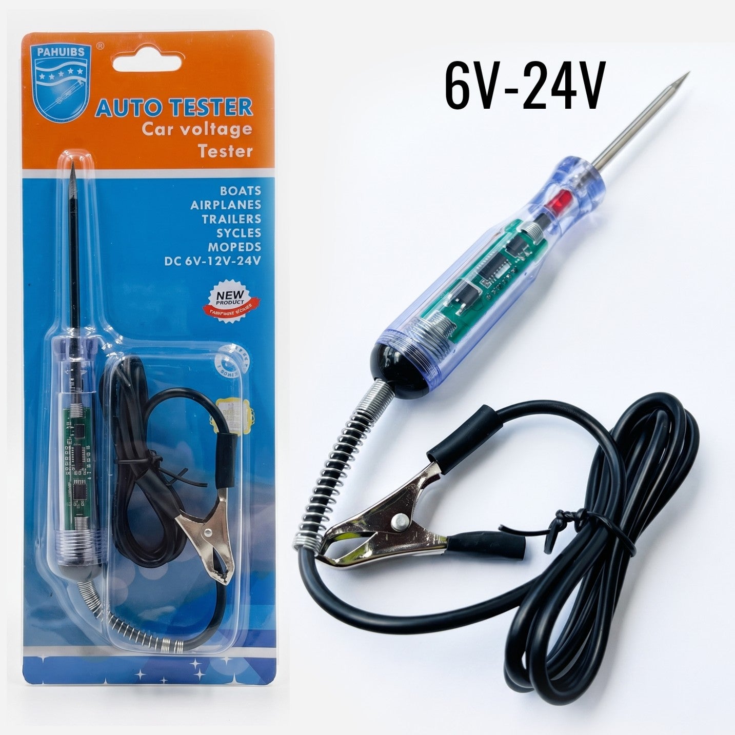 Digital Car Voltage Electric Circuit Tester 6V 12V 24V DC Digital Display Long Probe Pen Automobile Diagnostic Tools Auto Repair