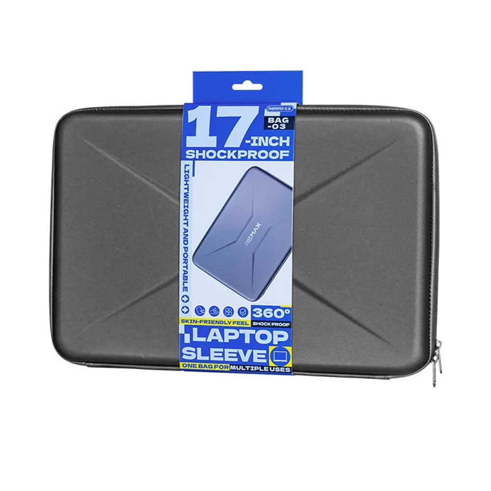 REMAX BAG-03 Shockproof Laptop Bag Drop-Resistant And Shockproof, Made Of Molded EVA, Suitable For 13-14 Inch And 15.6-17 Inch Laptops, Dustproof, Water-Repellent Stain-Resistant And Easy To Clean