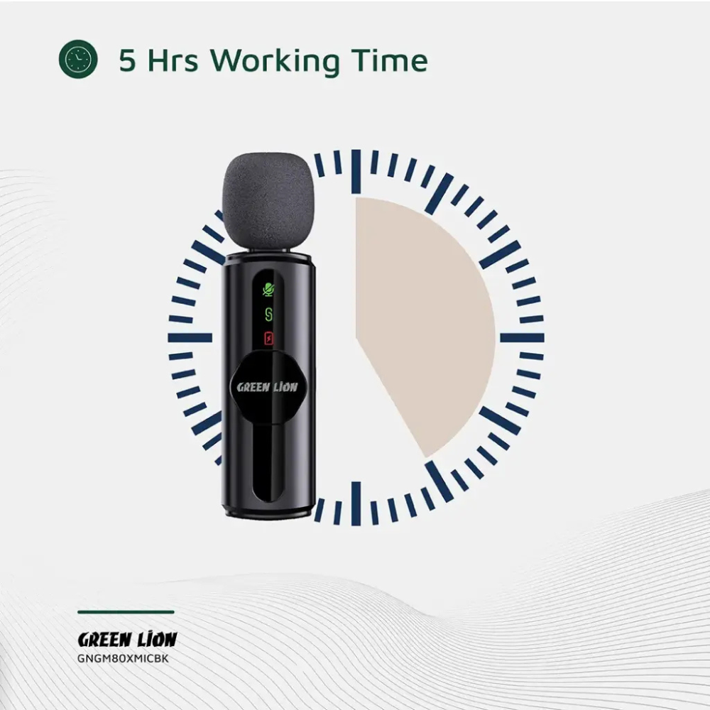 3 in 1 Green Lion GM-80X Microphone 3 in 1 Lightning Type C 3.5mm Mic with Noice Reduction Mic