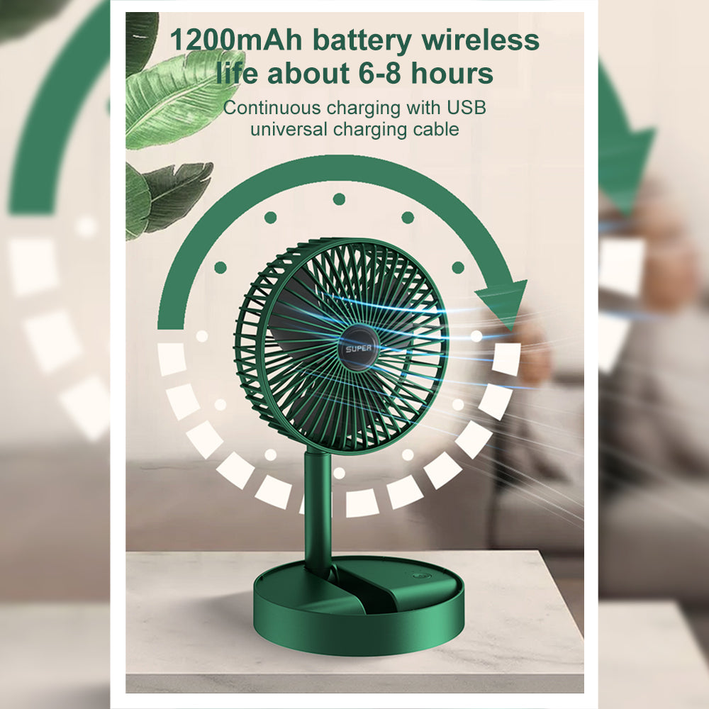 Desktop Electric Telescopic USB Rechargeable Fan 180° Adjustable Portable Mini Wireless Standing Fan