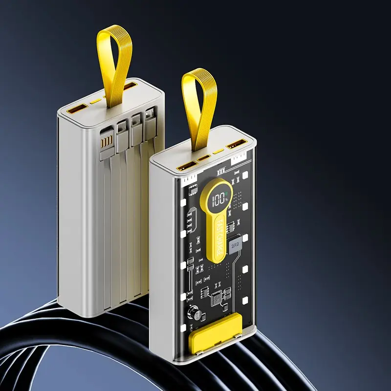 Fast Charging 66W Support Transparent 20000mAh Power bank with warm white Emergency light