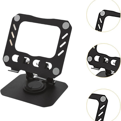 360° Rotating Metal Hollow Tablet Desktop Holder – Adjustable Folding Stand for iPad, Xiaomi, and Smartphones