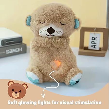 Breathing Teddy Bear Plush Sound Machine Soft Baby Toy with Music Lights and Soothing Motion