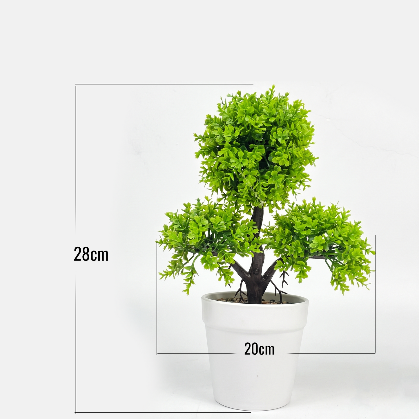 Artificial Bonsai Tree in White Pot Faux Greenery Desk Plant for Home & Office Ornaments Pots for Indoor Desk Plant