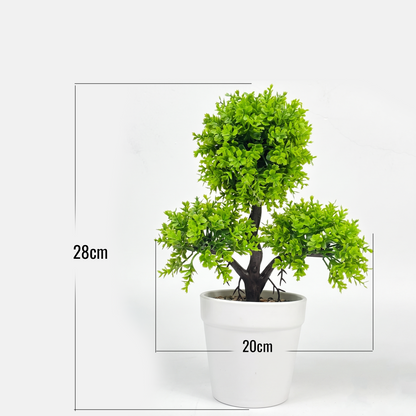 Artificial Bonsai Tree in White Pot Faux Greenery Desk Plant for Home & Office Ornaments Pots for Indoor Desk Plant
