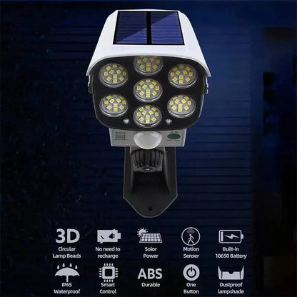 Solar Lights Outdoor Waterproof Motion Sensor Dummy Camera 77 LEDs Solar Spotlight Wall Street External Solar Lamp Garden Light