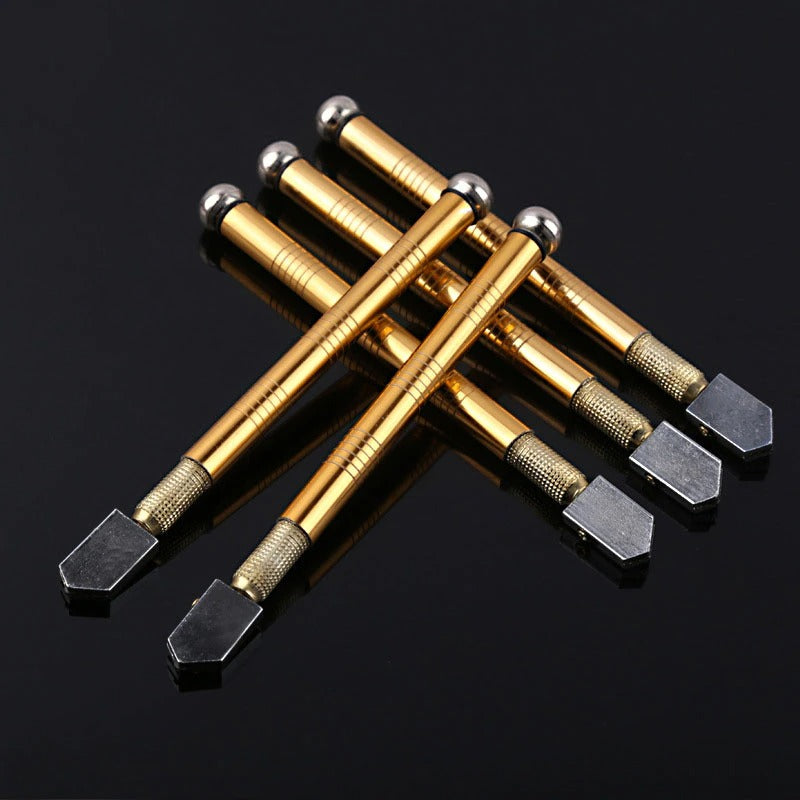 Diamond Glass Cutter 175mm Oil-Fed Steel Blade Tool with Anti-Skid Metal Handle for Manual Cutting