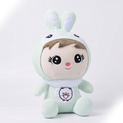 Kawaii Bunny Hoodie Plush Doll Cute Rabbit Onesie Baby Stuffed Animal Pastel Blue & Mint Green Soft Toy Doll for Kids Girls and Collectors Soft Toy