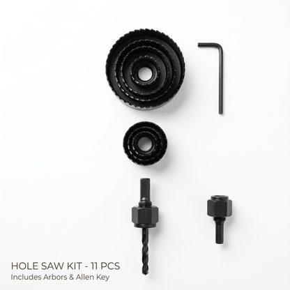 TATNAD 11 Piece Hole Saw Set Steel Hole Cutter Kit with Mandrels & Hex Key for Wood, Plastic & Thin Metal
