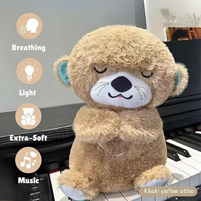Breathing Teddy Bear Plush Sound Machine Soft Baby Toy with Music Lights and Soothing Motion