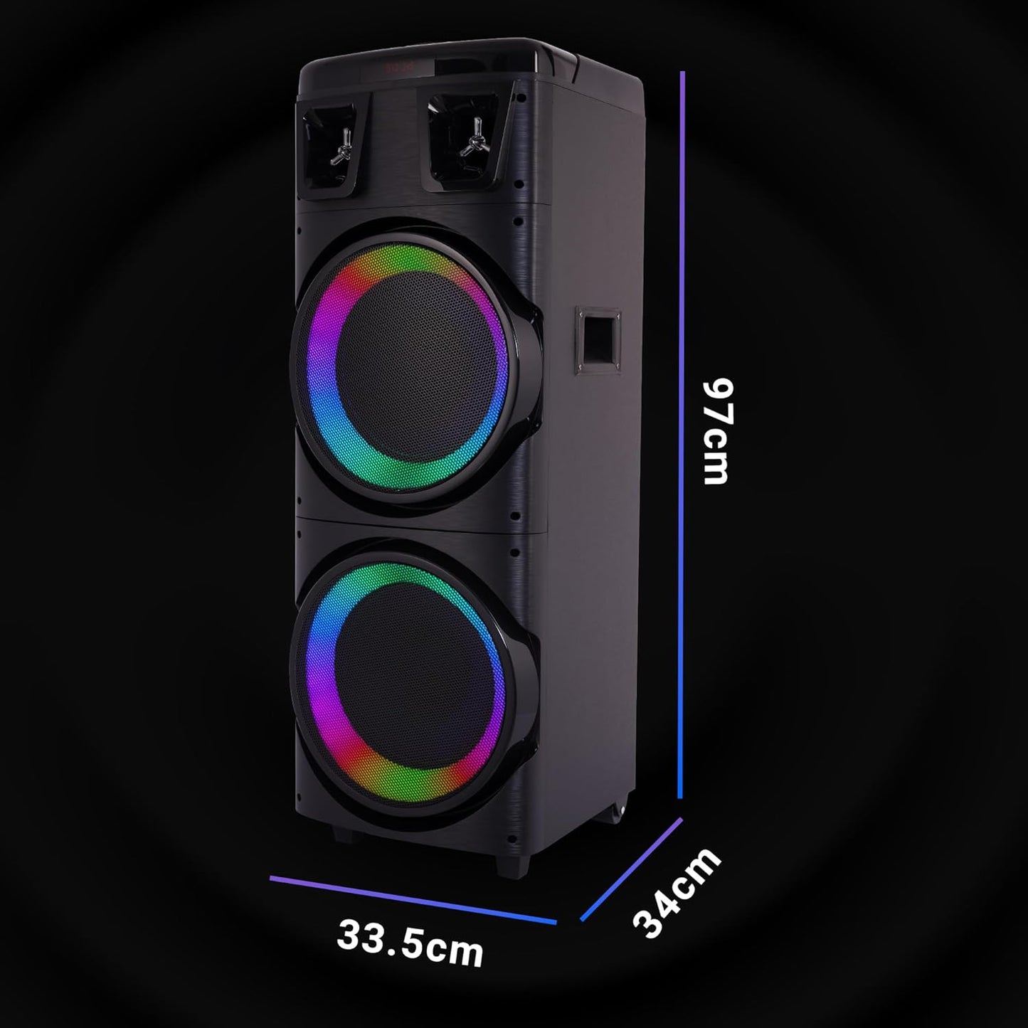 Brodu BTS-1708 10 Inches Dual Portable Bluetooth Speaker with Free 2pcs Wireless Rechargeable Mic
