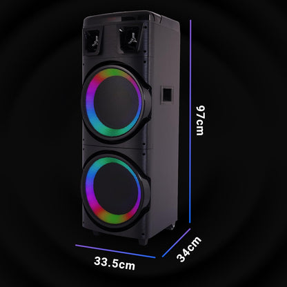 Brodu BTS-1708 10 Inches Dual Portable Bluetooth Speaker with Free 2pcs Wireless Rechargeable Mic