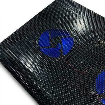 Mikuso Shiron-2 Dual Fan Laptop Cooling Pad (NCP-064) Blue LED Backlight Silent Operation, Mesh Surface Cooler for Notebooks Up to 15.4