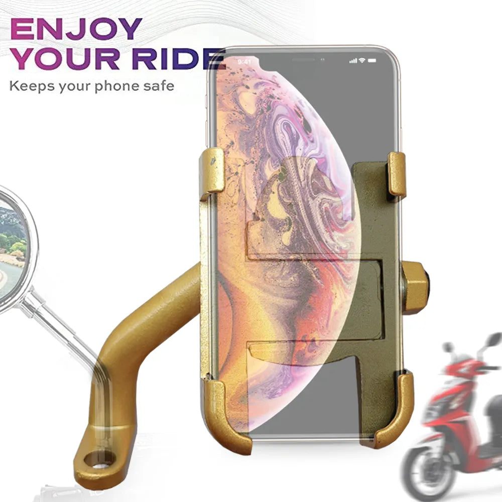 Motorcycle ( STEEL ) Mobile Phone Holder GPS Navigator Rearview Mirror Handlebar Bracket Accessories