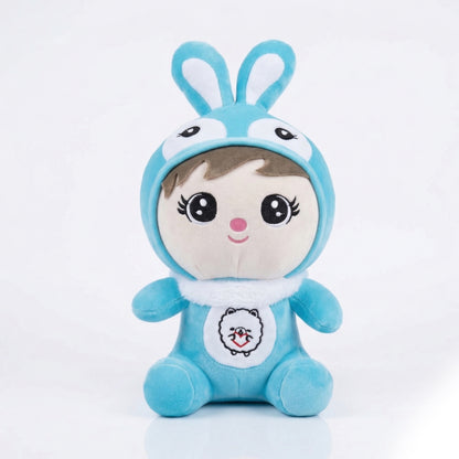 Kawaii Bunny Hoodie Plush Doll Cute Rabbit Onesie Baby Stuffed Animal Pastel Blue & Mint Green Soft Toy Doll for Kids Girls and Collectors Soft Toy