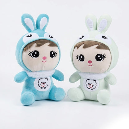 Kawaii Bunny Hoodie Plush Doll Cute Rabbit Onesie Baby Stuffed Animal Pastel Blue & Mint Green Soft Toy Doll for Kids Girls and Collectors Soft Toy