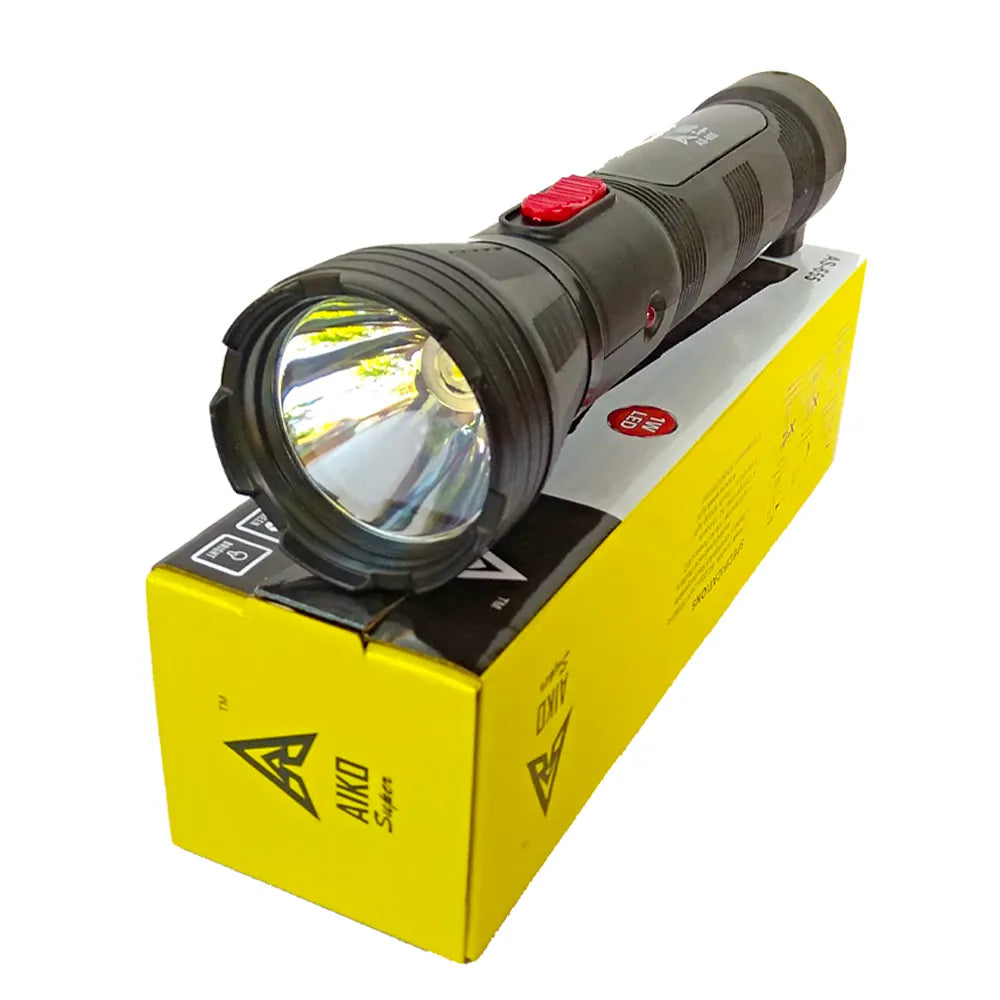 Aiko 655 Rechargeable Portable 1W LED Flashlight Torch for Camping Hiking Outdoor Use