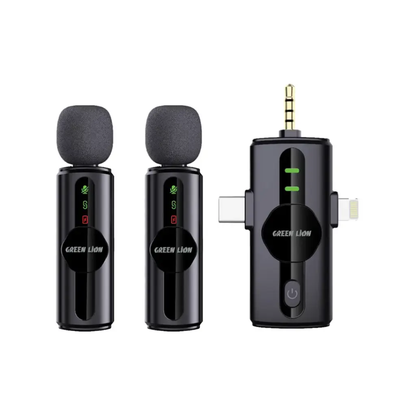 3 in 1 Green Lion GM-80X Microphone 3 in 1 Lightning Type C 3.5mm Mic with Noice Reduction Mic