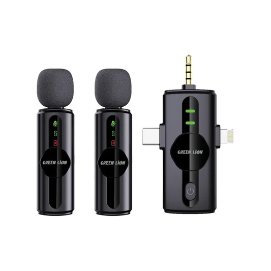 3 in 1 Green Lion GM-80X Microphone 3 in 1 Lightning Type C 3.5mm Mic with Noice Reduction Mic