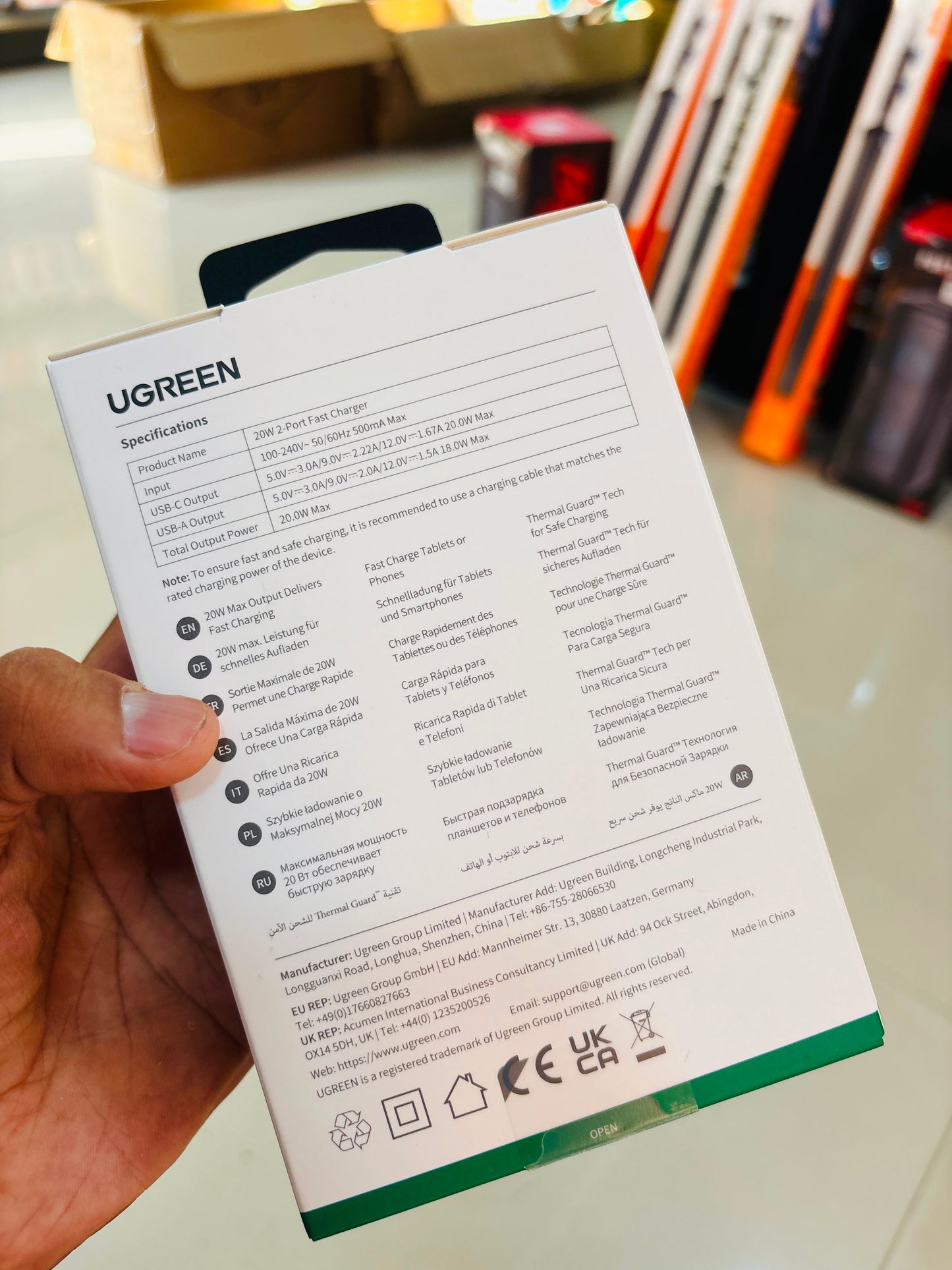 UGREEN 20W Dual-Port USB-C Fast Charger, with 2ports