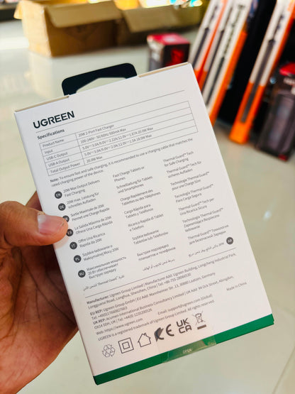 UGREEN 20W Dual-Port USB-C Fast Charger, with 2ports