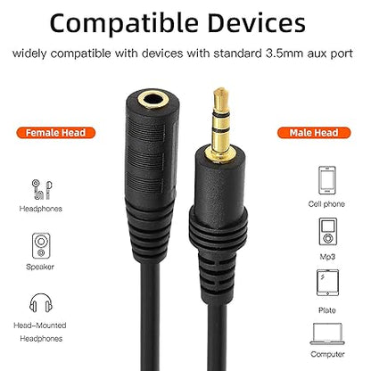 3.5mm Audio Extension Cable – 1m Male to Female Aux Cable for Headphones, Speakers & Car Audio