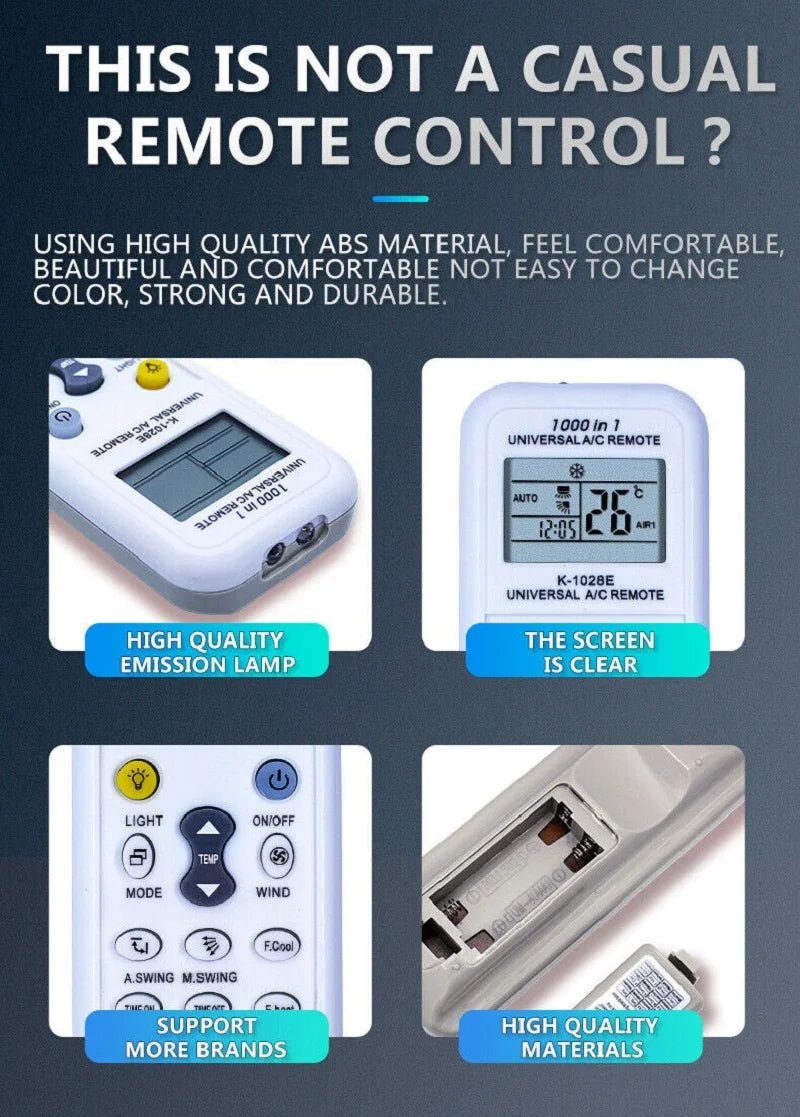 Universal Air Conditioner Remote Controller One-button Setting FOR ALL MAJOR BRANDS