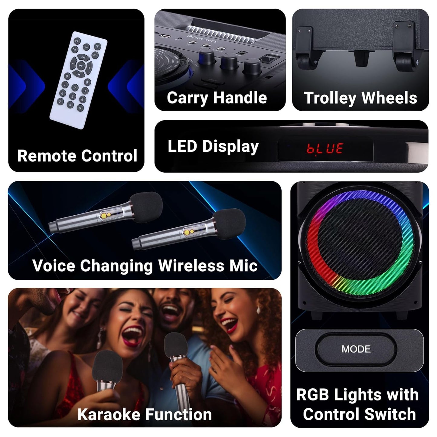 Brodu BTS-1708 10 Inches Dual Portable Bluetooth Speaker with Free 2pcs Wireless Rechargeable Mic