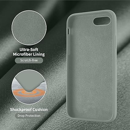 iPhone 7 8 Case Silicone Ultra Slim Shockproof Phone Case with [Soft Microfiber Lining], 4.7 inch