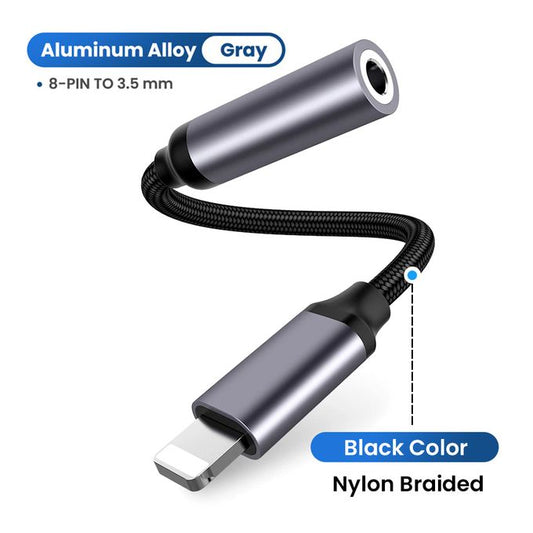 iPhone Lightning to 3.5mm Jack Adapter – 2-in-1 Short Audio Converter Cable with Lightning 8-Pin