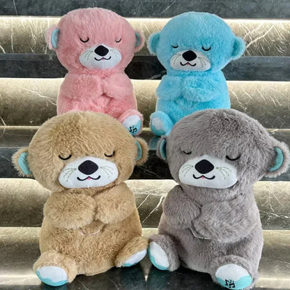 Breathing Teddy Bear Plush Sound Machine Soft Baby Toy with Music Lights and Soothing Motion
