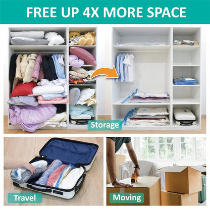 5Pcs Combo Vacuum Storage Bags with Pump for Clothes Comforters Home Packing Organizer Tracel friendly vacume bag