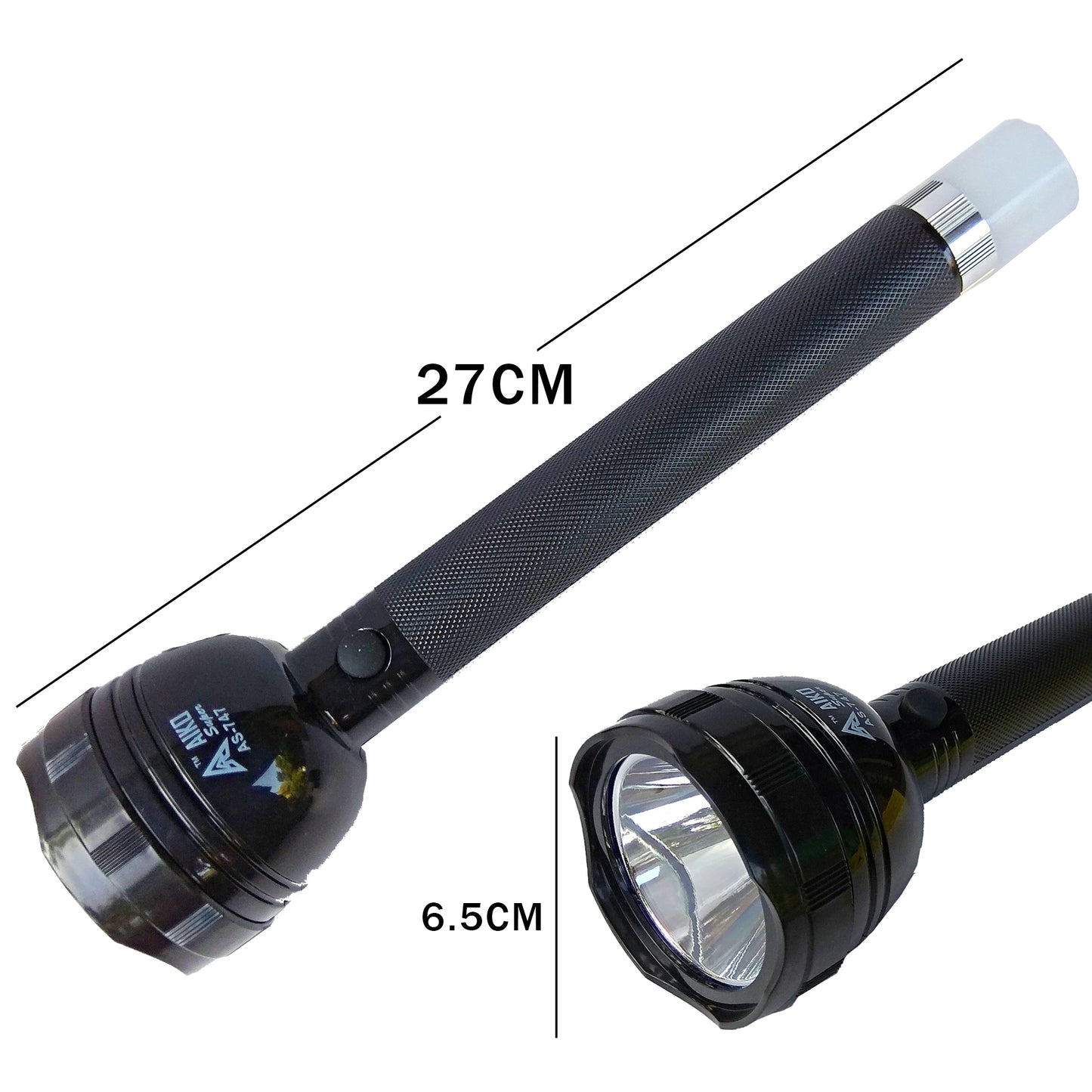 AS 747 High Power LED Police Flashlight Torch Rechargeable Lithium Battery 500m Range Light