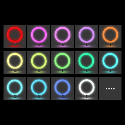 10Inch MJ26 RGB LED Soft Ring Light Phone Clip Colorful Photography LED for TikTok Vlogging Video YouTube Live