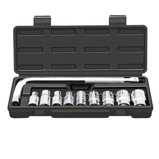 10pcs 1/2" Socket Wrench Set – Hexagon Combination Auto Maintenance Tool Kit with Screwdriver & Sockets