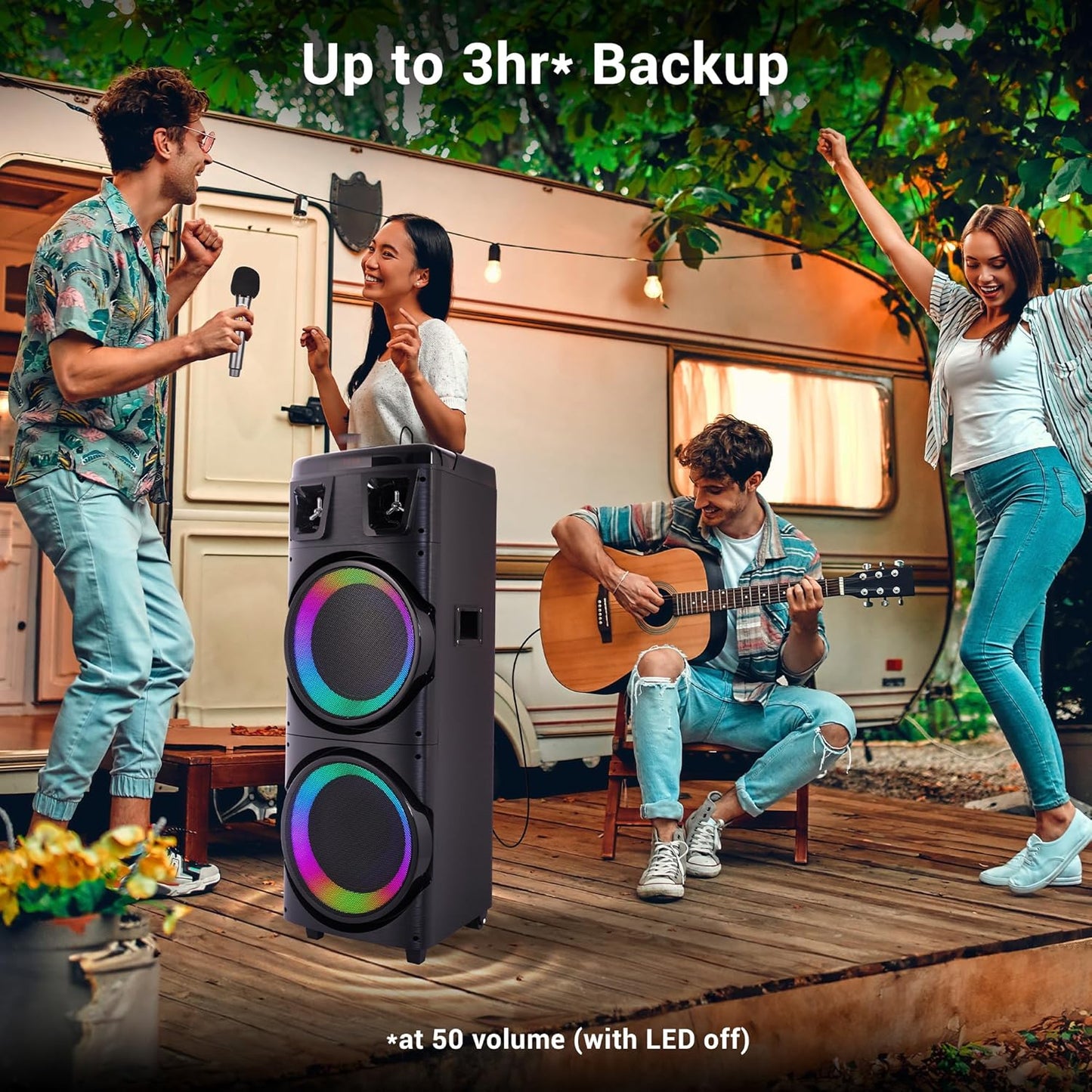Brodu BTS-1708 10 Inches Dual Portable Bluetooth Speaker with Free 2pcs Wireless Rechargeable Mic