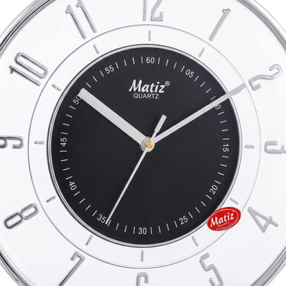 Matiz 30cm Modern Transparent Wall Clock Black & Silver Transparent wall clock