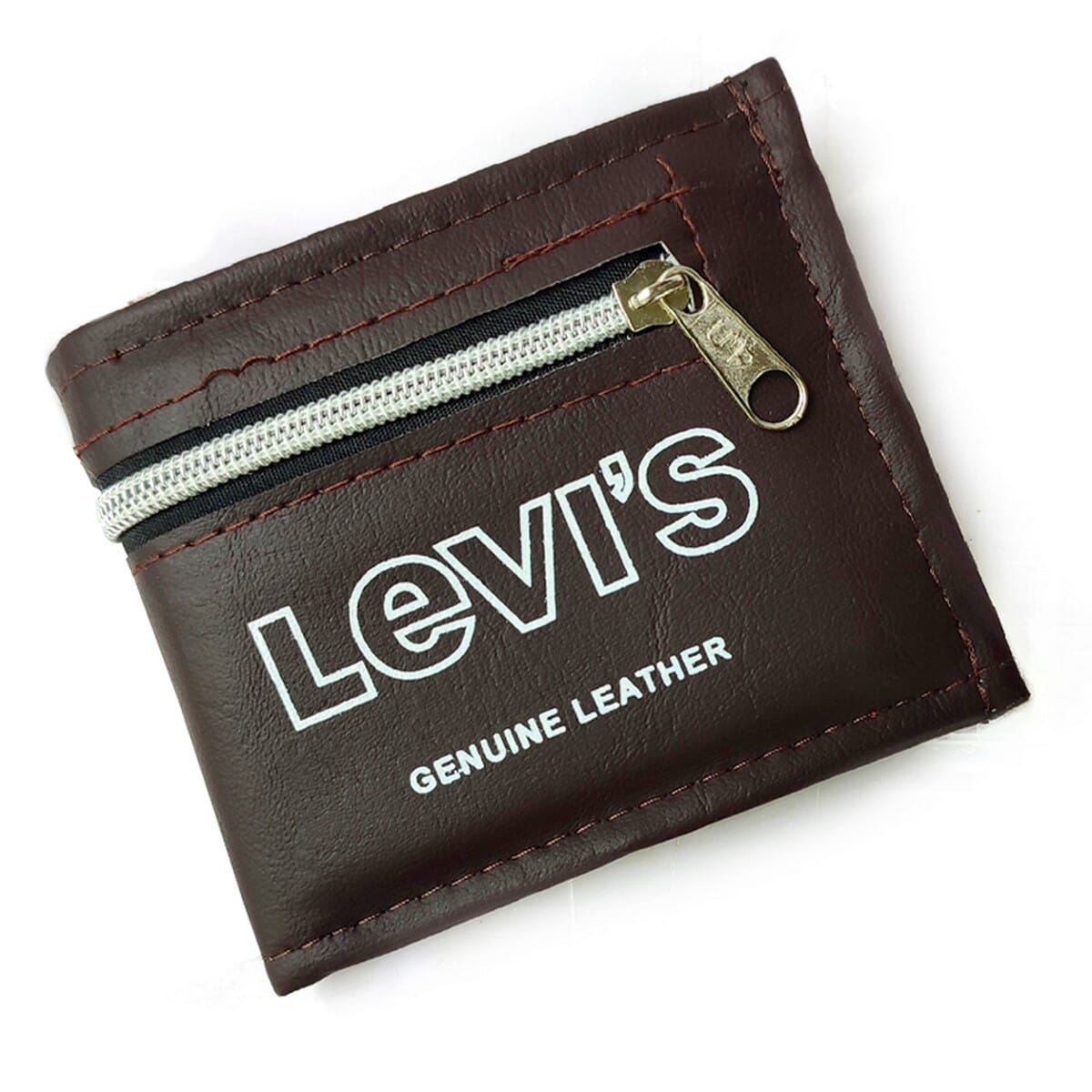 Mens Brown Leather Bifold Wallet with ID and Credit Card Holder
