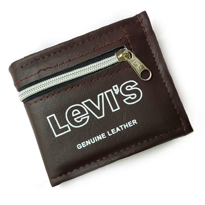 Mens Brown Leather Bifold Wallet with ID and Credit Card Holder