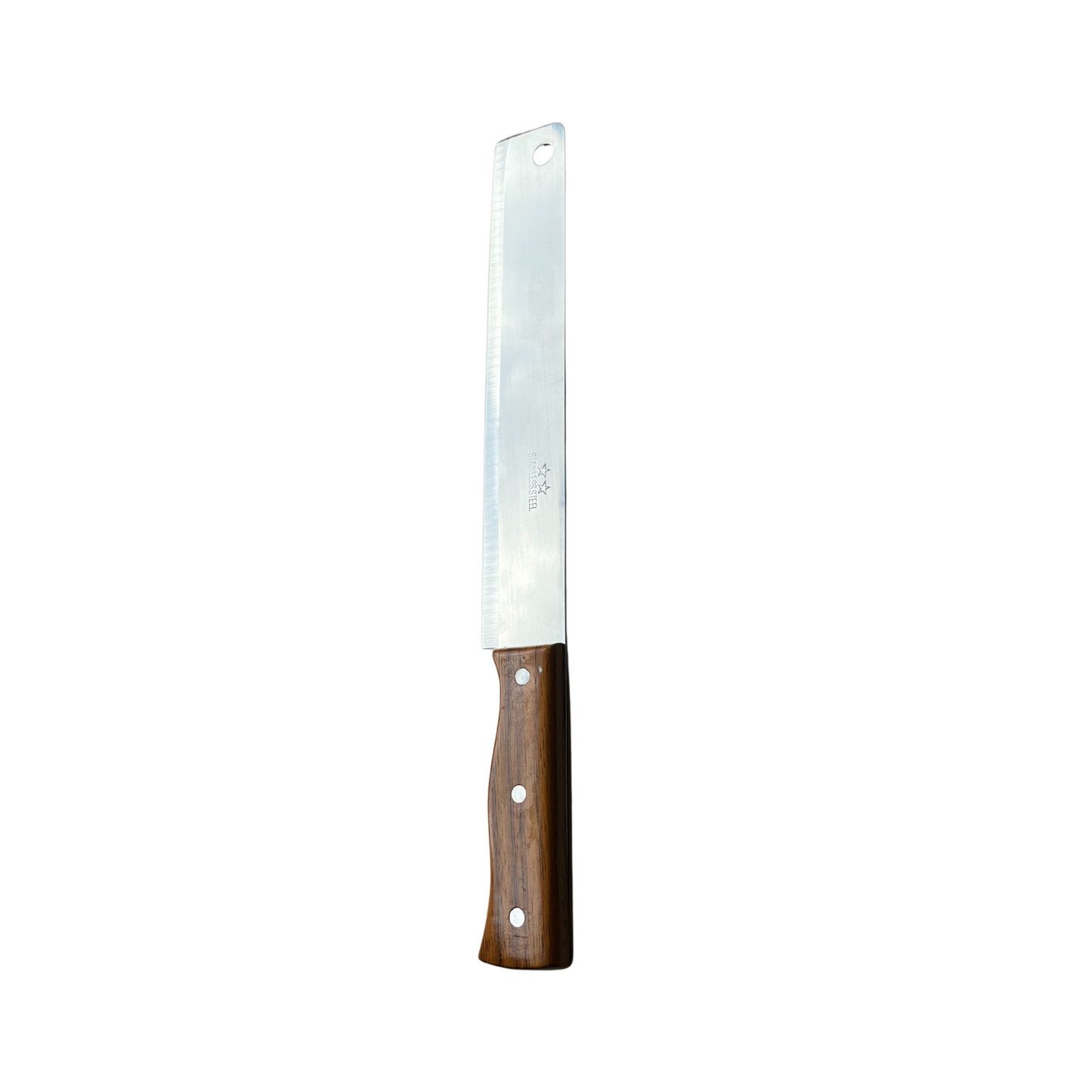 Brown Handle Square Kitchen Knife Stainless Steel Sharp Blade Durable Cooking Tool