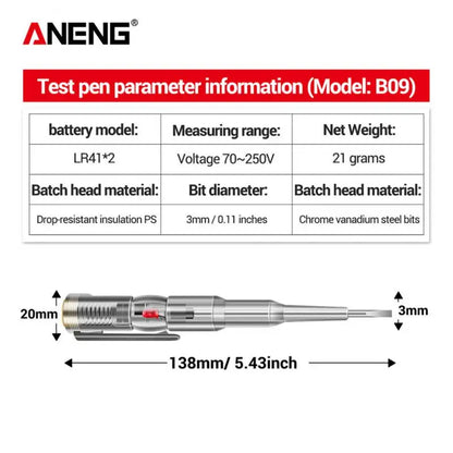 Electric Test Pen Screwdriver 70 to 250V Intelligent Voltage Detector Circuit Tester Tool