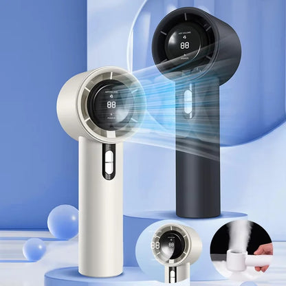 Rechargeable Handheld Fan, High-Speed Portable Fan with 100-level Wind Speeds, LED Digital Display, Fast Cooling USB Fan