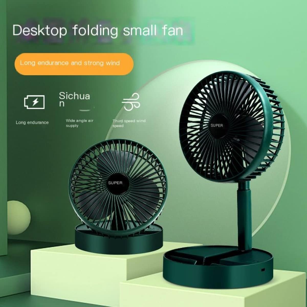 Desktop Electric Telescopic USB Rechargeable Fan 180° Adjustable Portable Mini Wireless Standing Fan