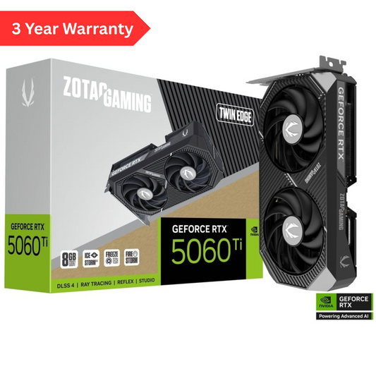 ZOTAC GeForce RTX 5060 Ti 8GB Twin Edge VGA Grapic card Compact GDDR7 Gaming GPU with Dual-fan Cooling